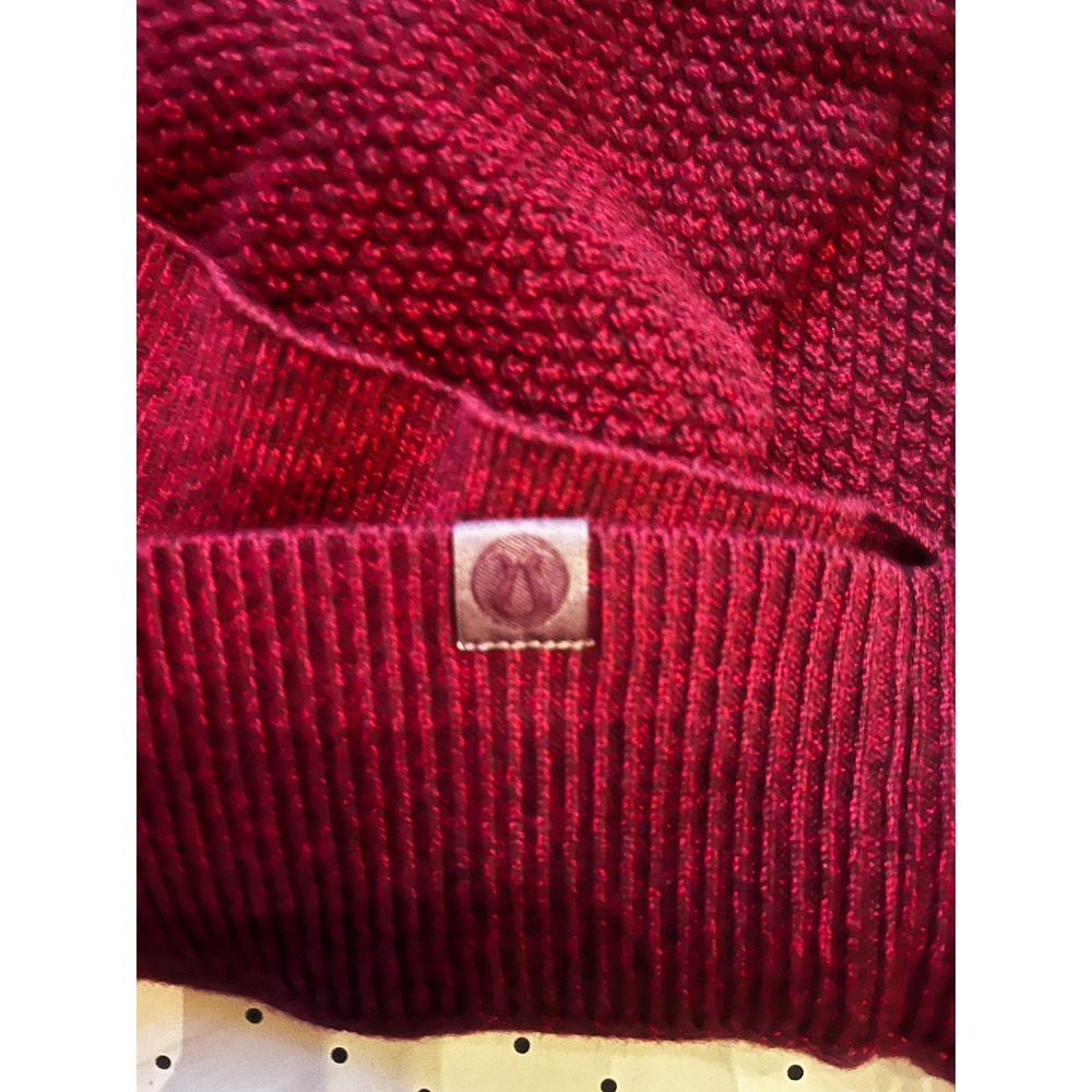 Lululemon Textured Crewneck Sweater Mens XL Burgundy Cotton Blend Raglan Knit - Picture 5 of 9